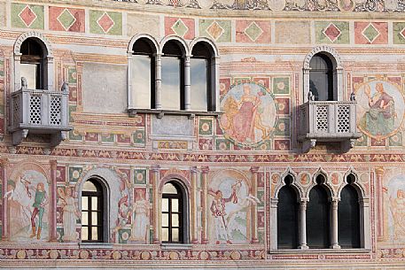 Detail of the beautiful Palazzo Dipinto in the historic center of Spilimbergo, italy