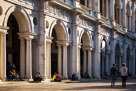 The facade of the Basilica Palladiana during a spring afternoon, Vicenza, Italy