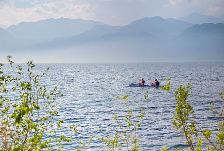 Rowing on Lake Garda near Malcesine, Italy