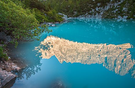 The Sorapiss group reflected on the Sorapiss lake, Cortina d'Ampezzo, Dolomites, Italy The Sorapiss group reflected on the Sorapiss lake, Cortina d'Ampezzo, Dolomites, Italy