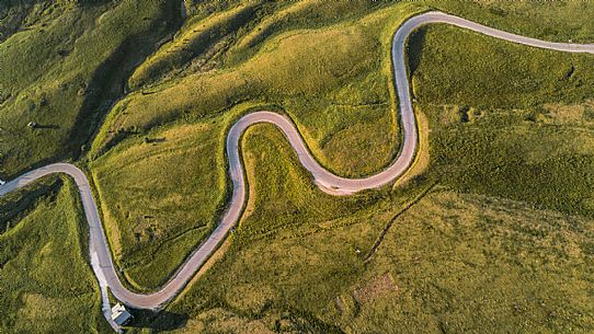 Aerial view of Giau Pass, Cortina D'Ampezzo, Dolomites, Italy Aerial view of Giau Pass, Cortina D'Ampezzo, Dolomites, Italy