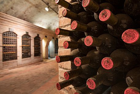 The historic aging cellar of Castello di Spessa in Capriva del Friuli, Friuli Venezia Giulia, Italy The historic aging cellar of Castello di Spessa in Capriva del Friuli, Friuli Venezia Giulia, Italy