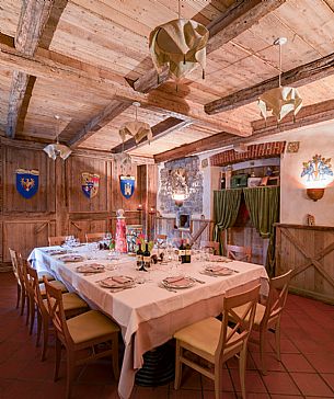 The Imperial Room of the historic restaurant Al Monastero in Cividale del Friuli, Friuli Venezia Giulia, Italy