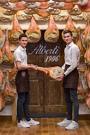 Luca and Marco Alberti of  La Casa del Prosciutto, the historic ham company of the Alberti family in San Daniele del Friuli, Friuli Venezia Giulia, Italy