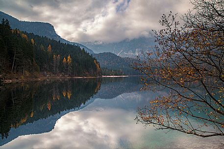 Tovel Lake in autumn, Val di Non, Trento, Trentino Alto Adige Tovel Lake in autumn, Val di Non, Trento, Trentino Alto Adige