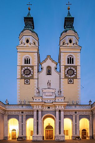 Cathedral of Bressanone in Duomo square by night, Isarco valley, Trentino Alto Adige, Italy, Europe