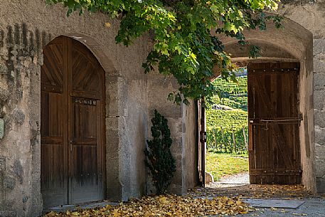 Courtyard of the Abbey of Novacella or Neustift, Varna, Valle Isarco, Trentino Alto Adige, Italy, Europe