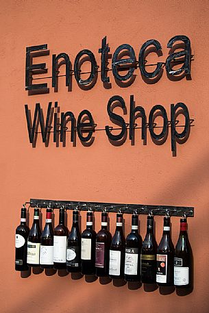 Signboard of the Barolo regional wine shop, Langhe, Unesco World Heritage, Piedmont, Italy, Europe
