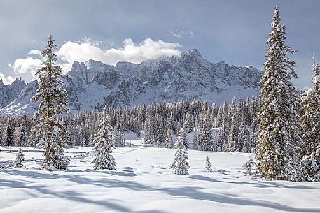 Nemes alp an in the background the mountains of Comelico Superiore and Sesto dolomites, Sesto, Pusteria valley, Trentino Alto Adige, Italy, Europe