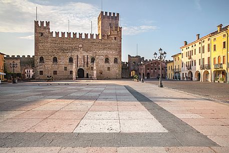 Piazza degli Scacchi and the Lower Castle of Marostica, Veneto, Italy, Europe Piazza degli Scacchi and the Lower Castle of Marostica, Veneto, Italy, Europe