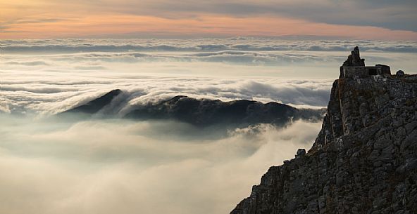 Low clouds over Cervaiole, marble quarry in Versilia, Tuscany Low clouds over Cervaiole, marble quarry in Versilia, Tuscany
