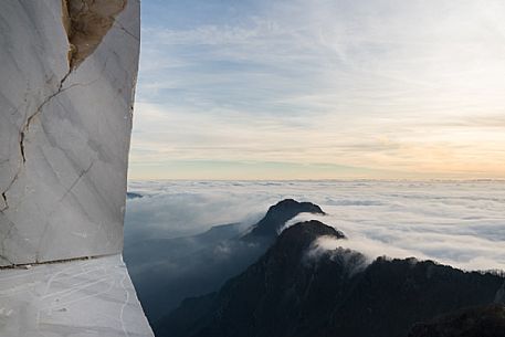 Sunrise to Cervaiole marble quarry in Versilia, Tuscany, Italy Sunrise to Cervaiole marble quarry in Versilia, Tuscany, Italy