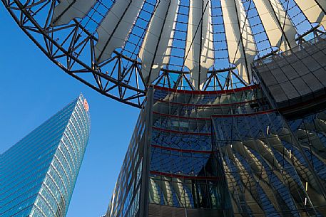 Futuristic roof at Sony Center, Potsdamer Platz, Berlin, Germany. Futuristic roof at Sony Center, Potsdamer Platz, Berlin, Germany.