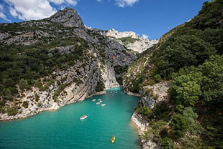 Floating on the river Verdon, Verdon Gorge, Provence, France Floating on the river Verdon, Verdon Gorge, Provence, France