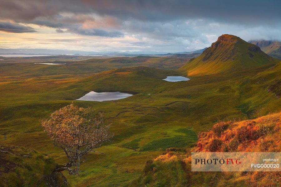 East Coast of Skye at sunrise from the Quiraing on the Trotternish peninsula