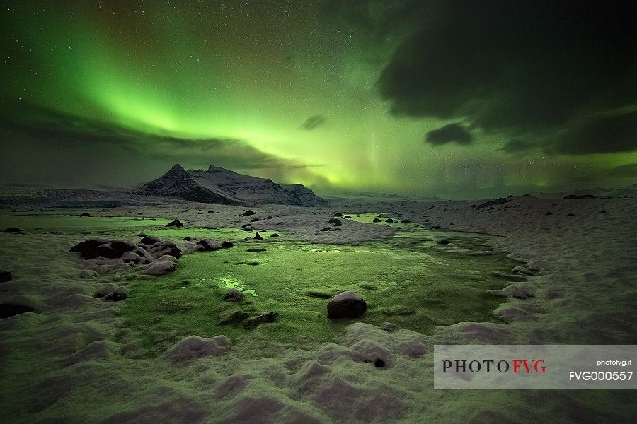The beauty of the Aurora Borealis in the south of Iceland.