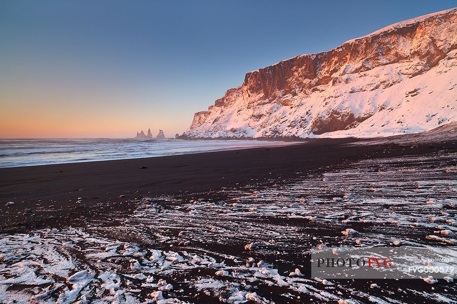 The textures on the beach created by the freshly fallen snow look like Zebra' stripes