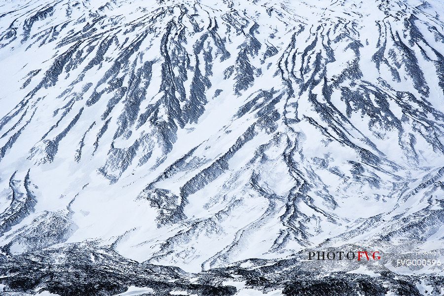 Fresh snow on the mountain during a cold morning