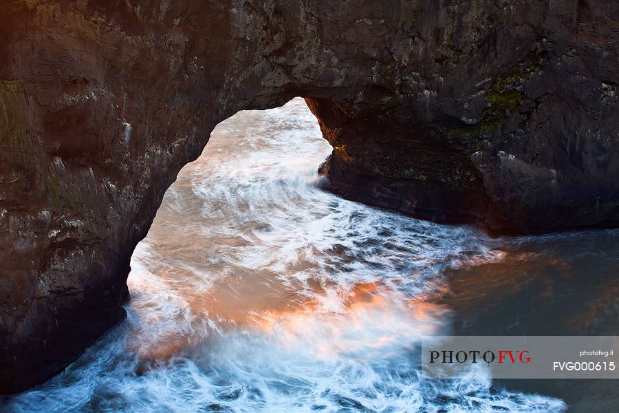 Sunrise over the rock formation at Vik