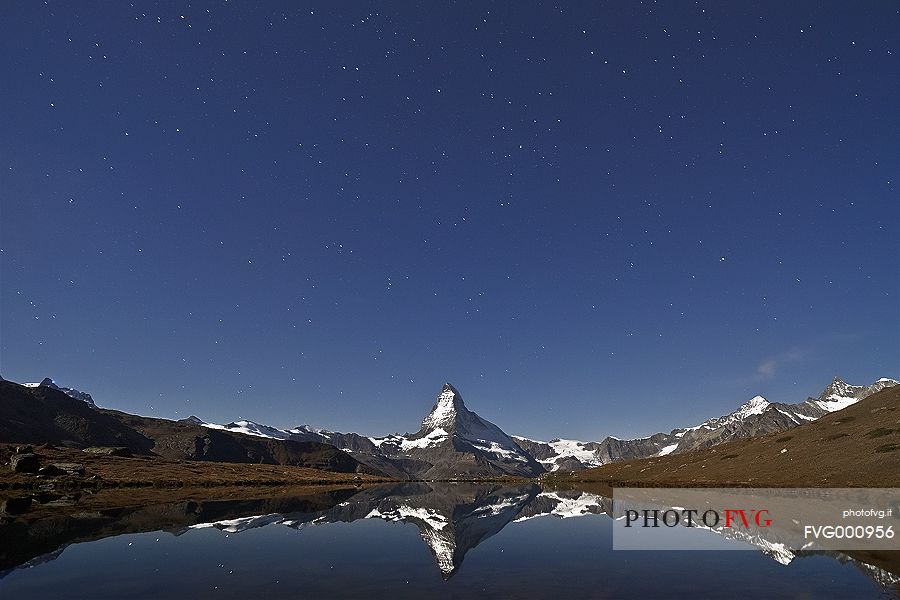 Stars at night above Matterhorn