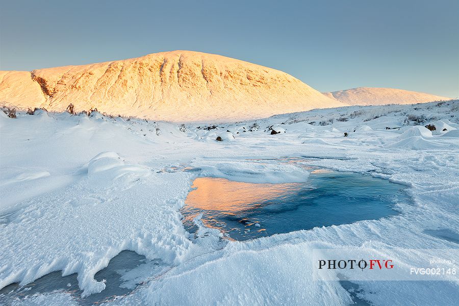 Etive river completely frozen during a very cold January