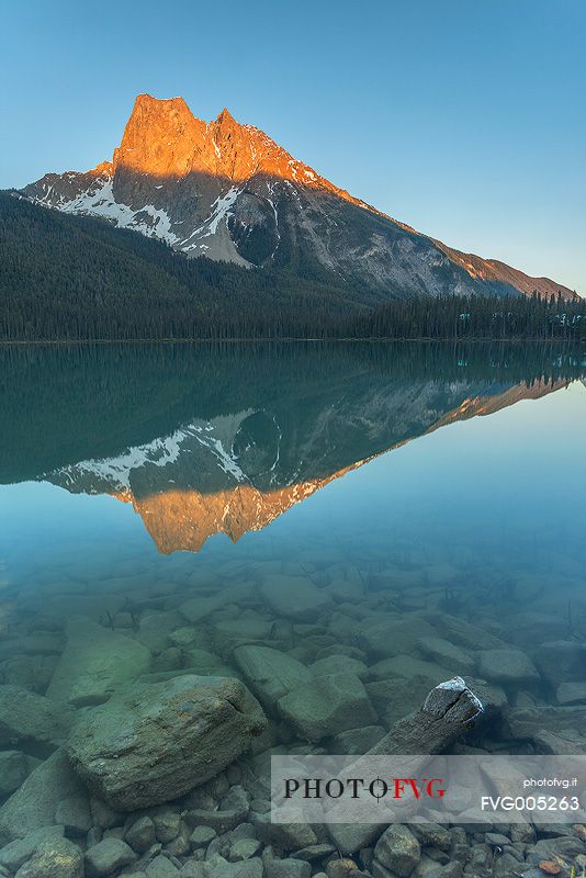 Mount Burgess and the Emerald Lake at sunset