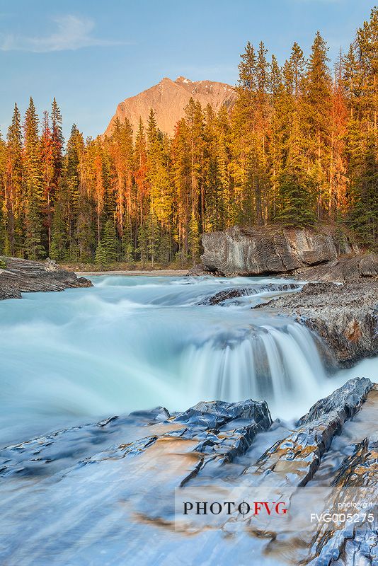 Kicking Horse Falls at sunset