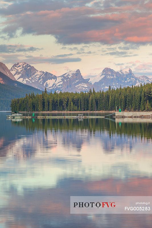 Rainbow reflection at  Maligne Lake 