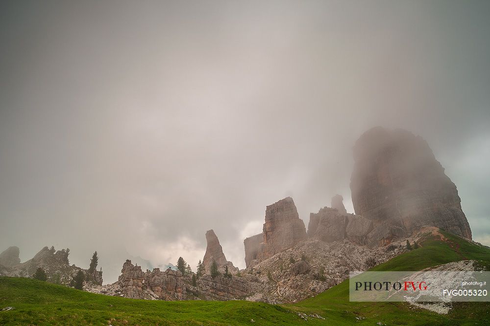 The Five Towers are some of  the most iconic mountains of the whole Dolomites. During this day of summer the mood was ghostly and dark