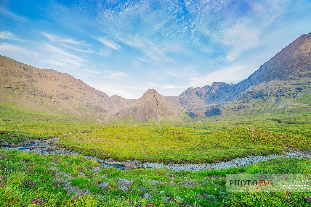 During the summertime Glen Brittle has a display of beautiful colours. This picture shows the landscape during the first days of July