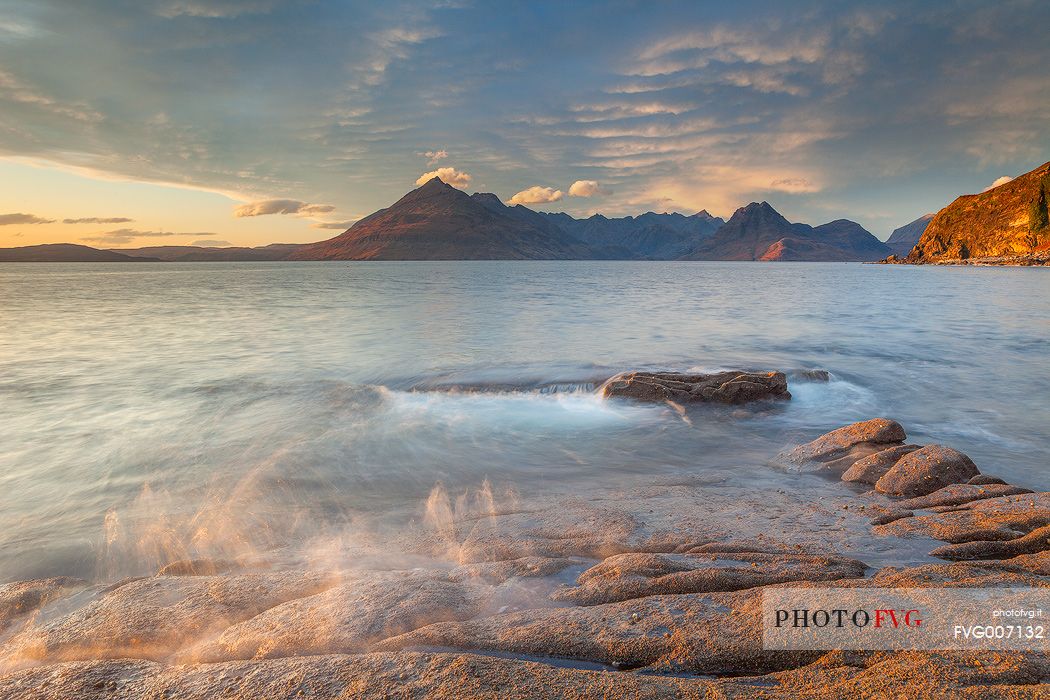 Elgol Beach at sunset, Isle of Skye, Scotland, Uk