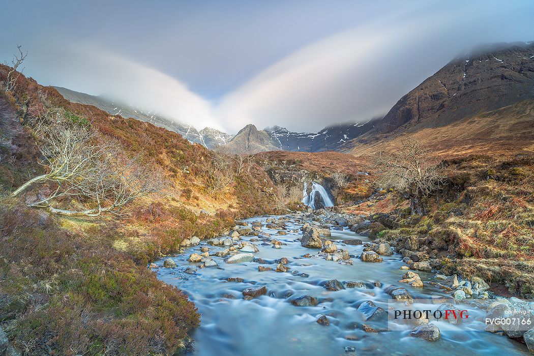 Two minutes of exposure to catch the beauty of fairy pools, during a cloudy day