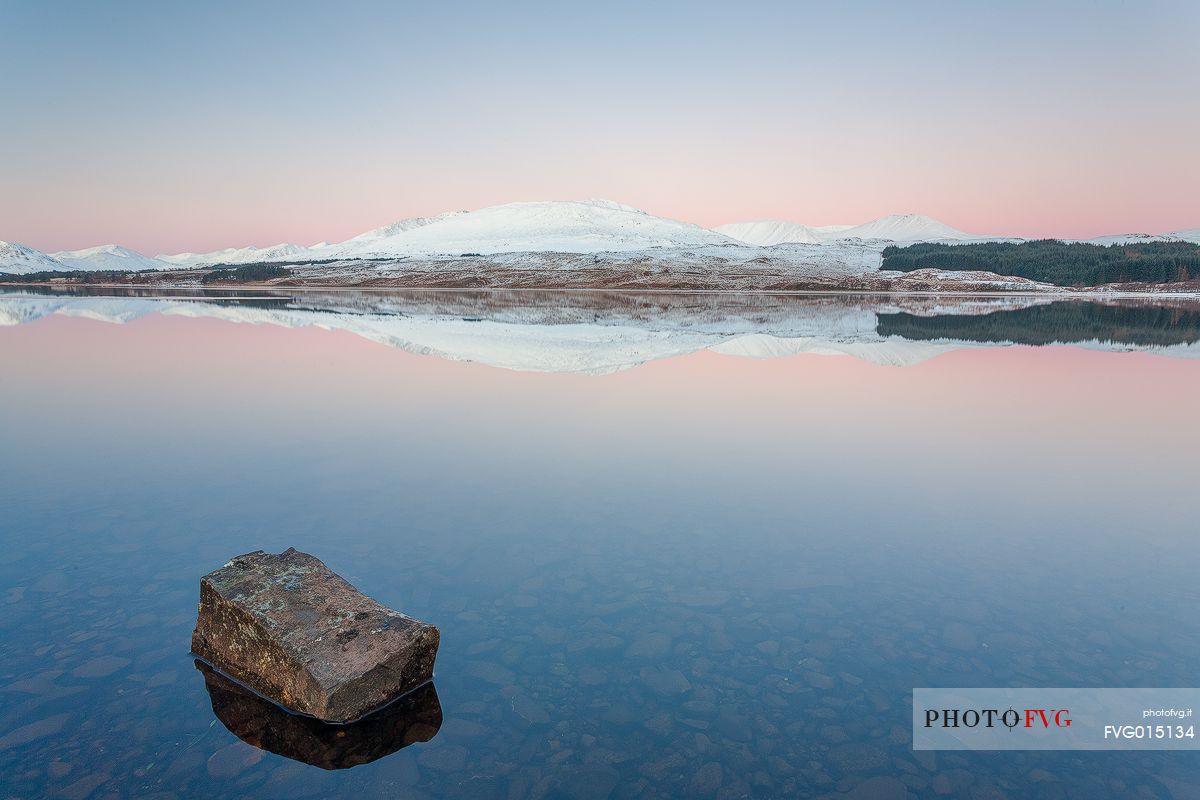 Cold, reflections and snow at Loch Tulla