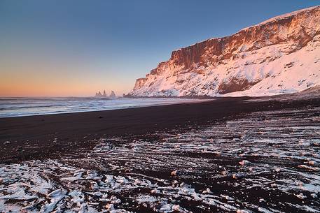 The textures on the beach created by the freshly fallen snow look like Zebra' stripes