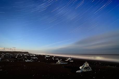 Star Trail at Jokulsarlon Beach