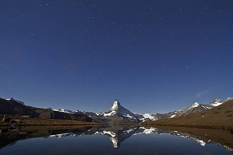 Stars at night above Matterhorn
