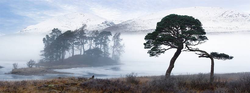 Misty and cold morning at Loch Tulla