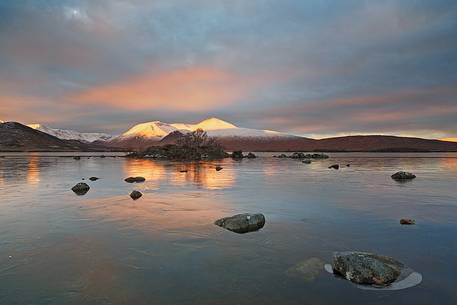 First Light in the morning at Loch Nah Achlaise 