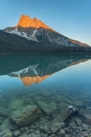 Mount Burgess and the Emerald Lake at sunset