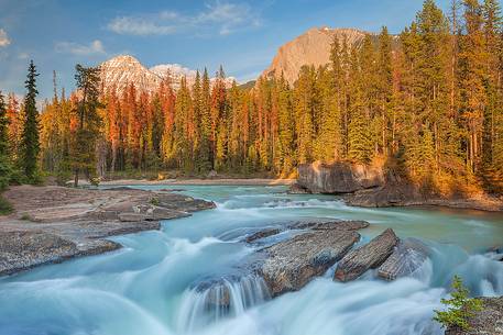 Kicking Horse Falls at sunset