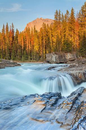 Kicking Horse Falls at sunset