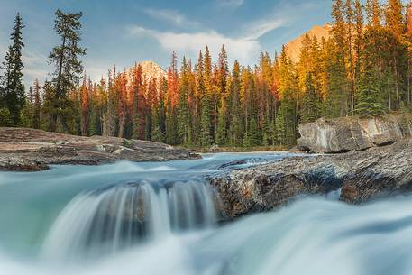 Kicking Horse Falls at sunset