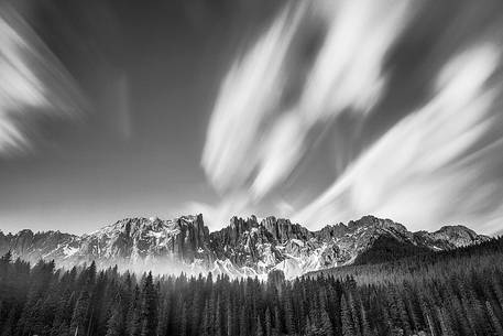 The Beauty of Dolomites captured from Carezza Lake at dusk The Beauty of Dolomites captured from Carezza Lake at dusk