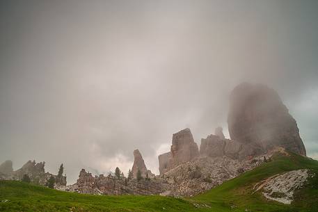 The Five Towers are some of  the most iconic mountains of the whole Dolomites. During this day of summer the mood was ghostly and dark