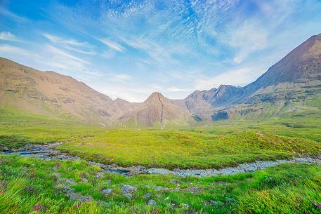 During the summertime Glen Brittle has a display of beautiful colours. This picture shows the landscape during the first days of July