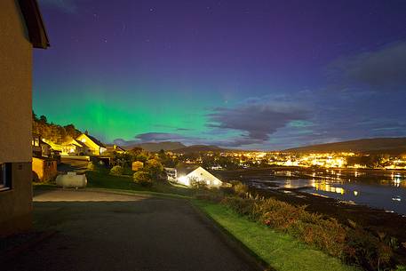 This is a very rare natural moment. The Northern Light above Portree