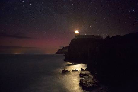Neist Point lighthouse by night, Isle of Skye, Scotland