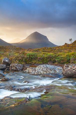 The light is coming from the Red Cuillin, during a very quite morning The light is coming from the Red Cuillin, during a very quite morning