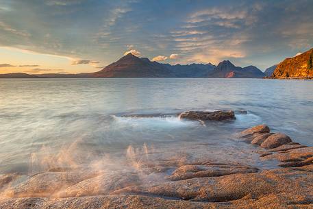 Elgol Beach at sunset, Isle of Skye, Scotland, Uk