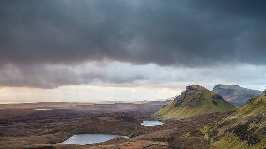The panoramic view fo the incoming storm and the rain from Quiraing The panoramic view fo the incoming storm and the rain from Quiraing